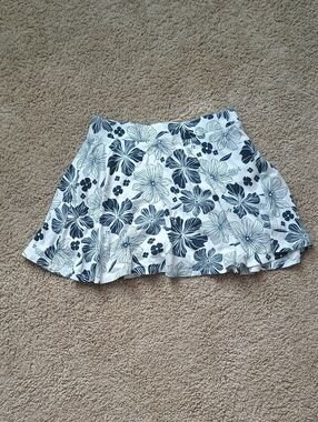 Place White Skater Skirt with Black Floral Print